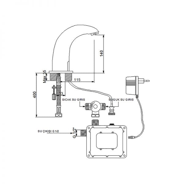 Newarc Elite Fotoselli Lavabo Bataryası