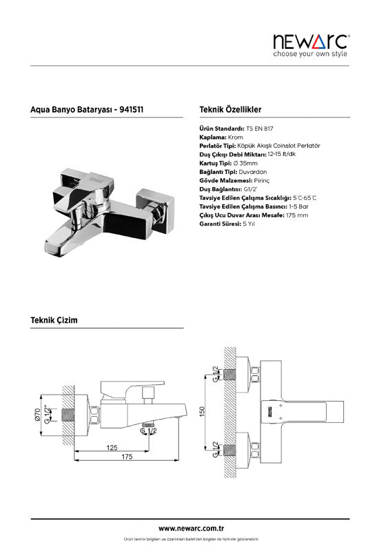 Newarc Aqua Banyo Bataryası